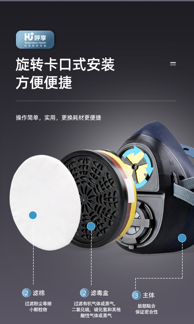 呼享5003防有机蒸气/酸性气体滤毒盒5